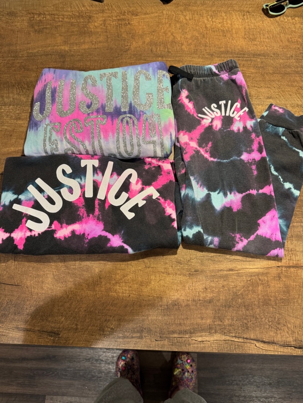 Justice Girls Tie Dye Bundle Size 10 12 Hoodie Joggers Sweatshirt 3 Piece Outfit